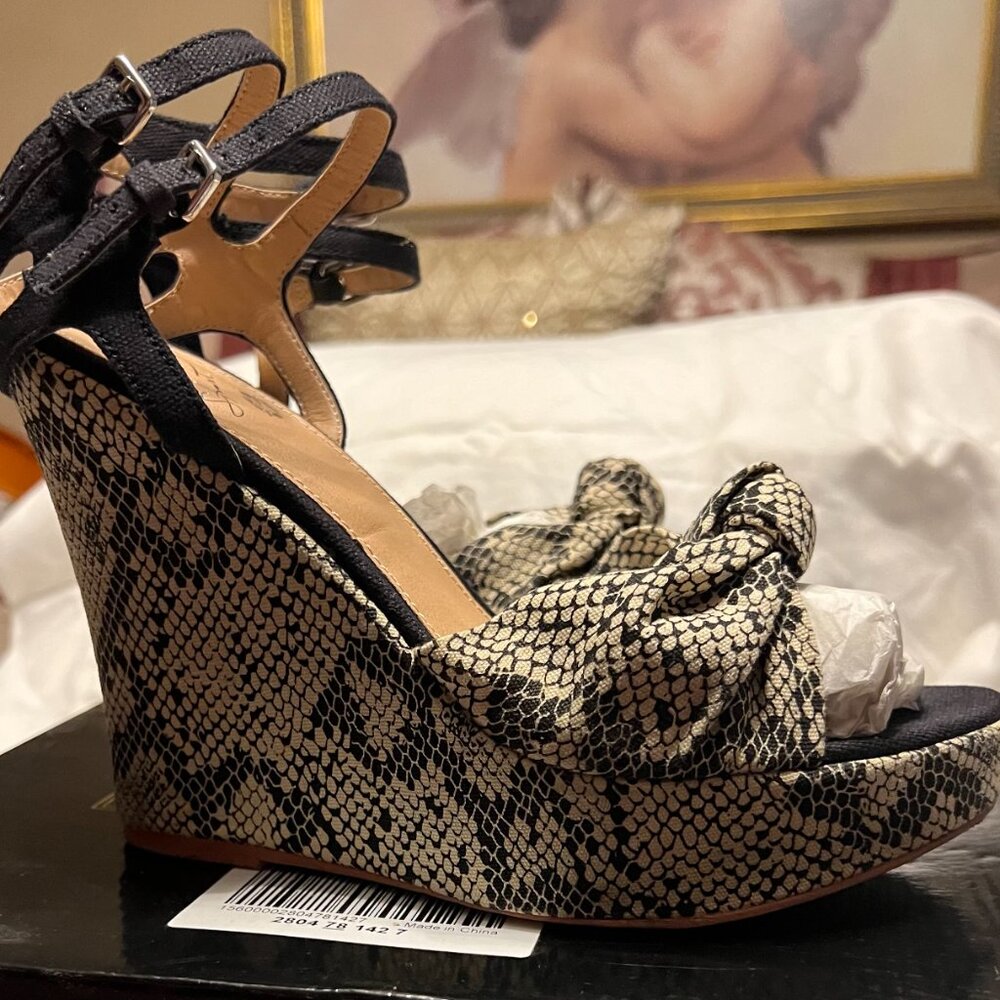 Colin Stuart Black & Tan Python Platform Shoes - image 4